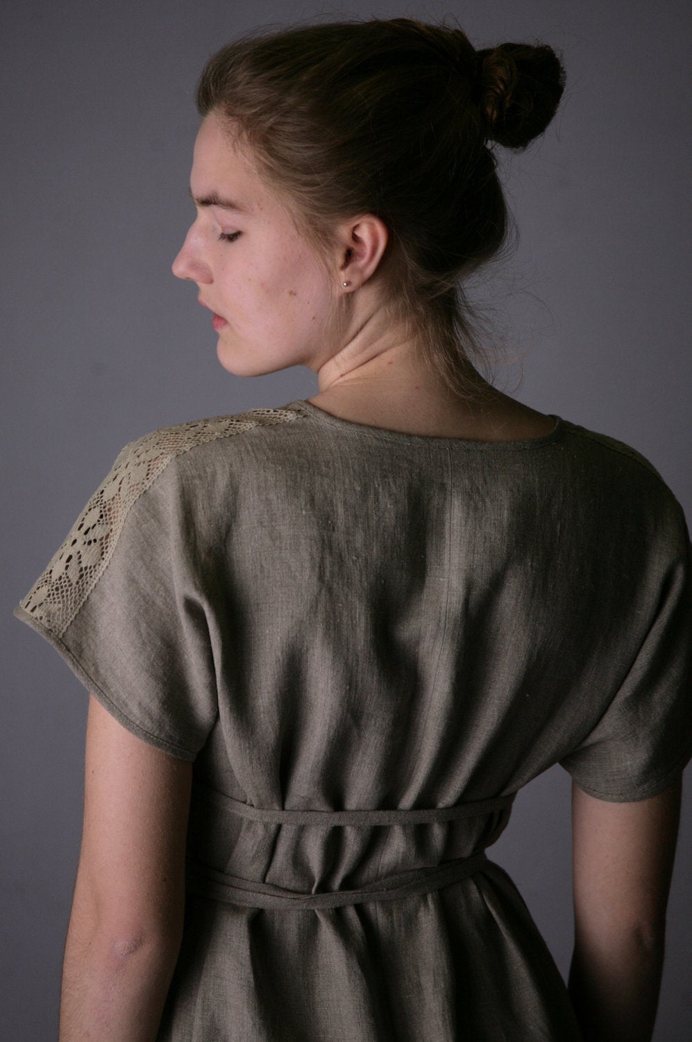 Linen Long Dress AMELIA with Laced Front