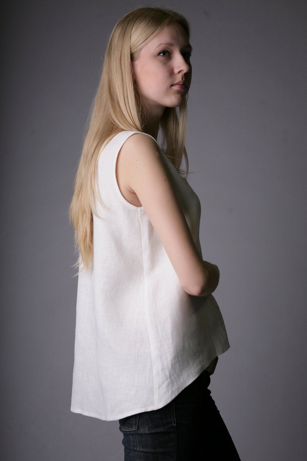 Linen Top ANTIQUE with Front Lace Decor