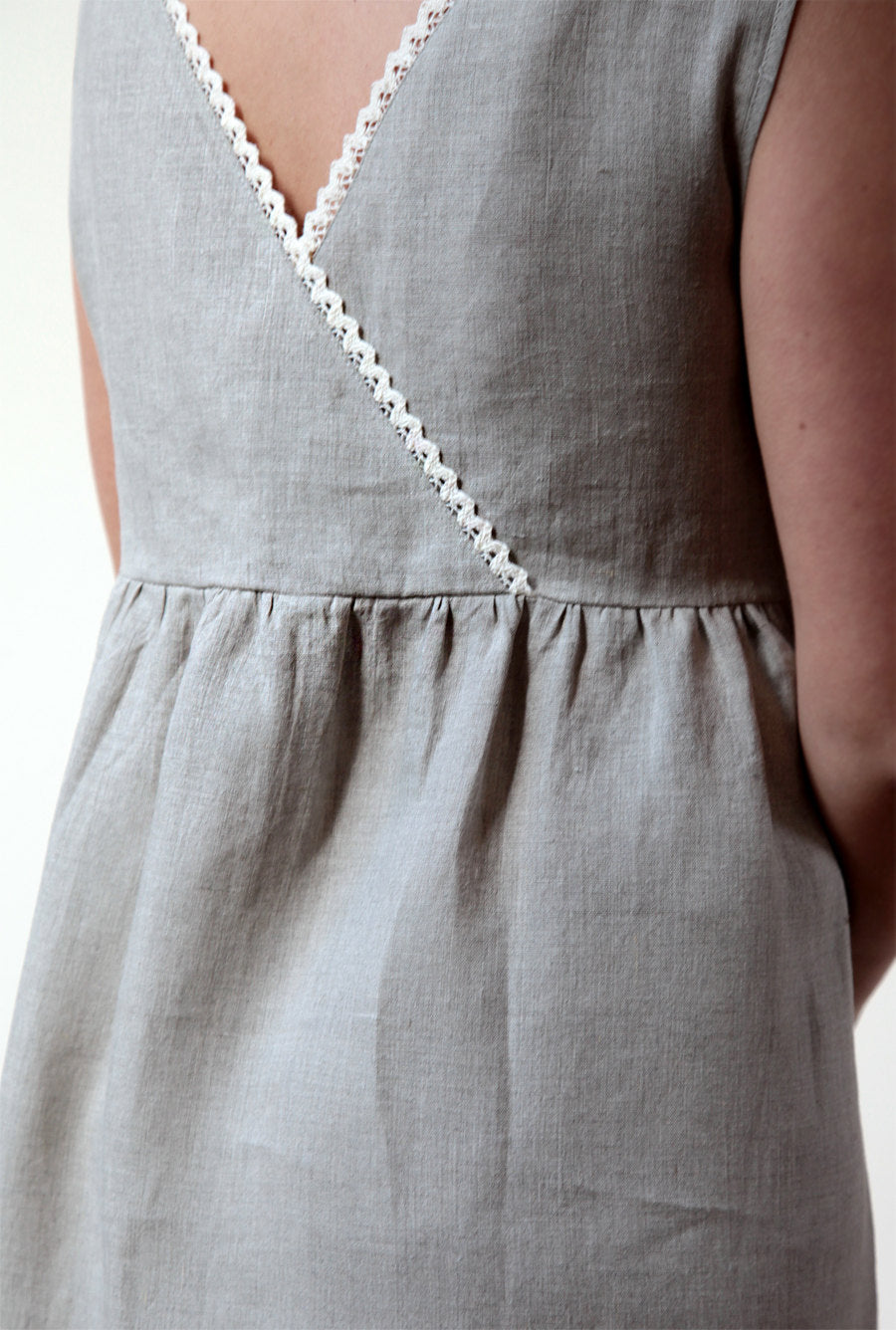 Linen Sleeveless Oversize Night Dress LIANA with Handmade Embroidery