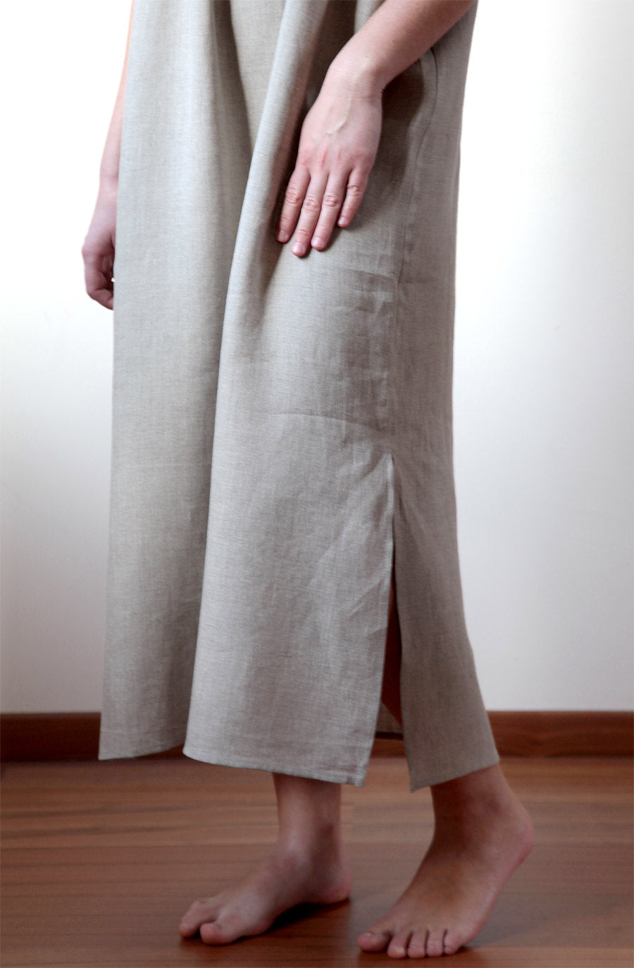 Linen Sleeveless Oversize Night Dress LIANA with Handmade Embroidery