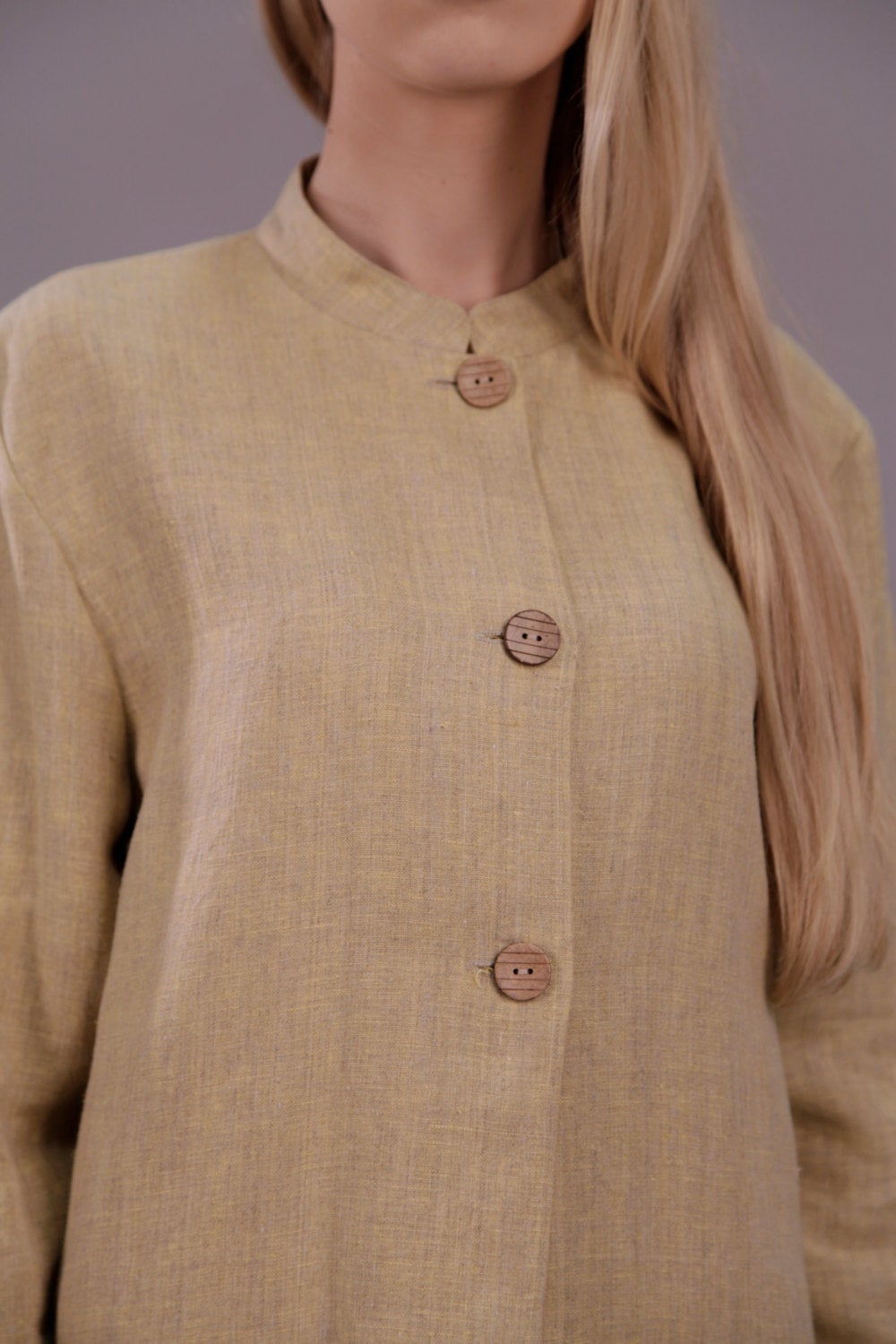 Linen Long Oversized Blazer STELLA with Stand