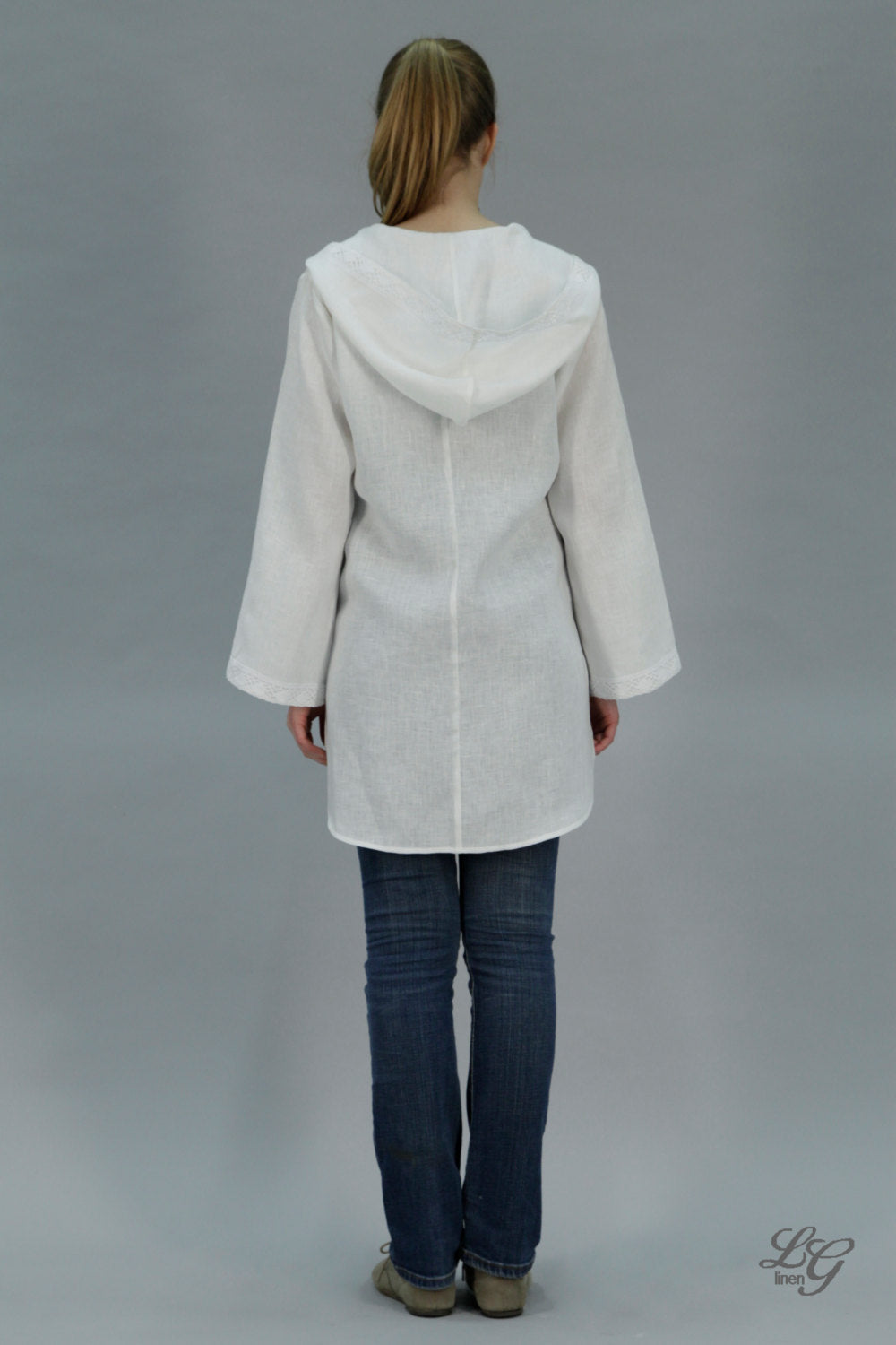 Linen Long Hooded Shirt TARA Laced