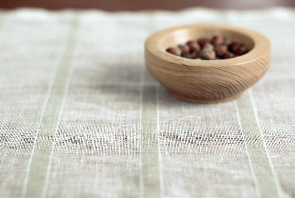 Linen Table Runner Sheer with 2-rows Handstitch at Ends/ Luxury Table Cover