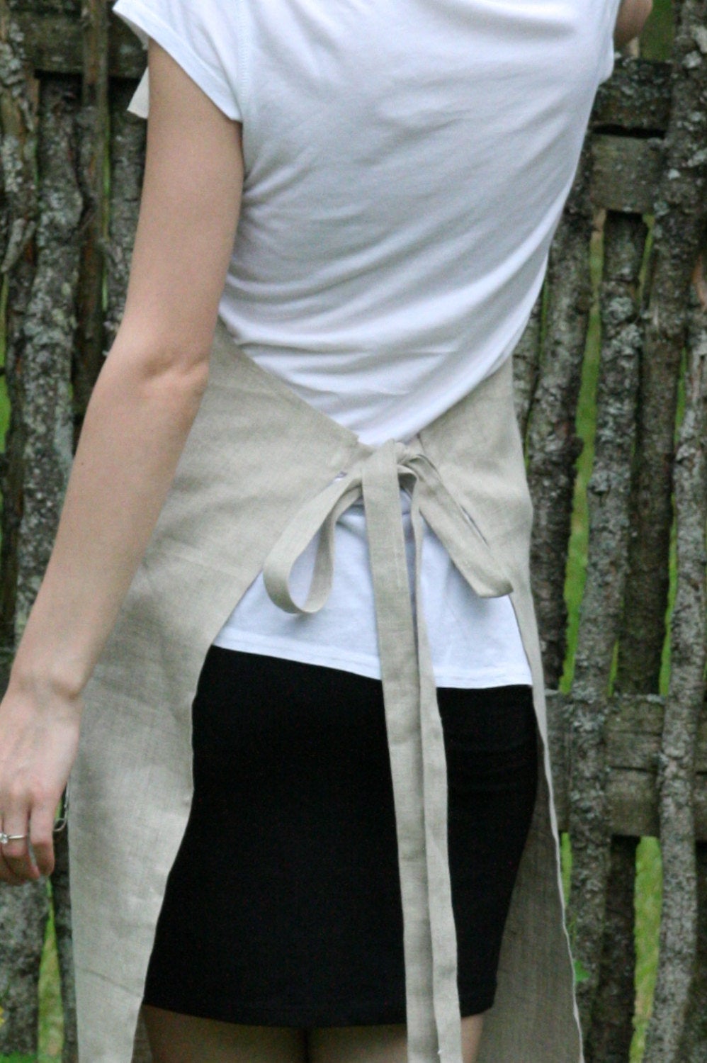 Linen Full Organic Apron Decorated With Linen Lace/ Luxury Linen For Her