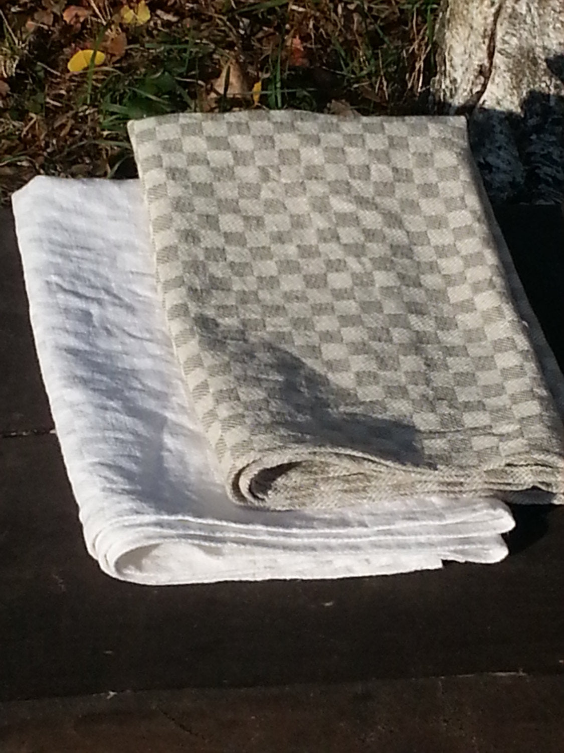 Linen kitchen/dish/hands/guest Towels Set of 2 in Checked design