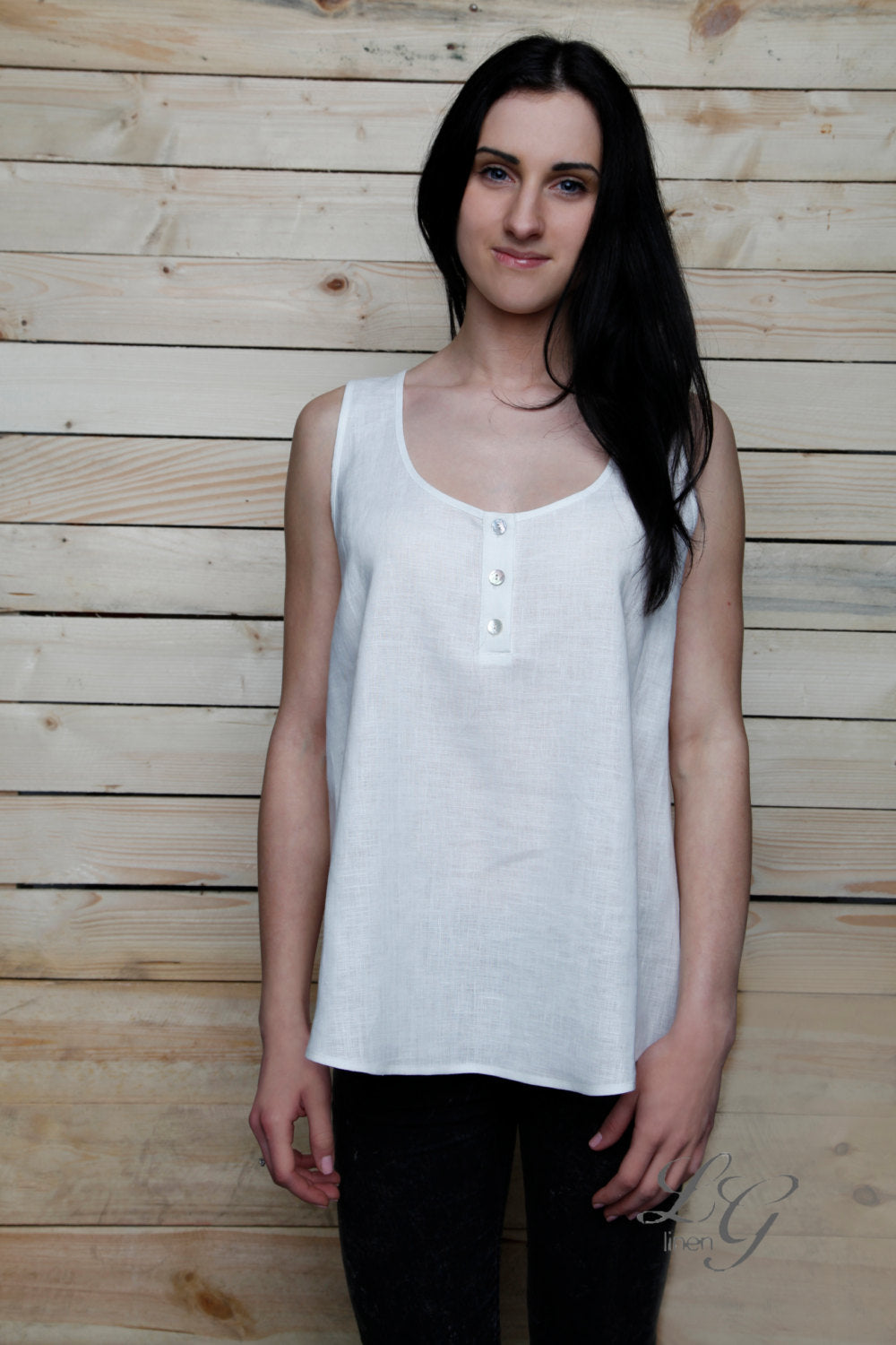 Linen Top LUNA with Laced At Back