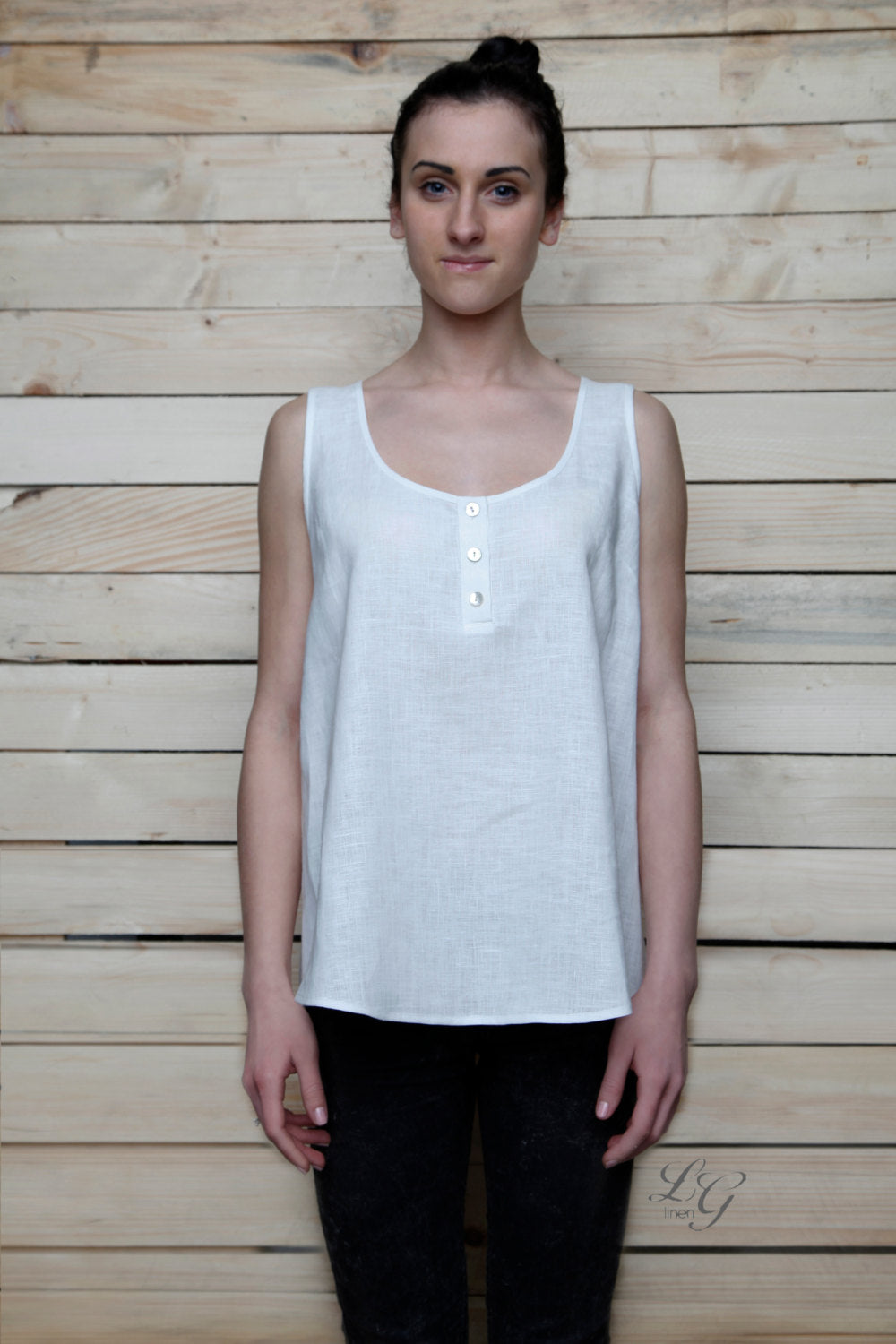 Linen Top LUNA with Laced At Back