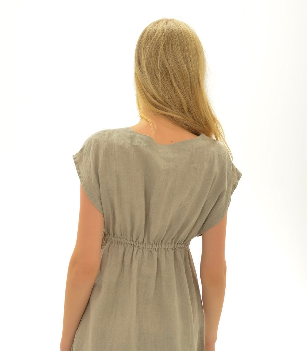 Linen Short Night Gown ANTIQUE Laced
