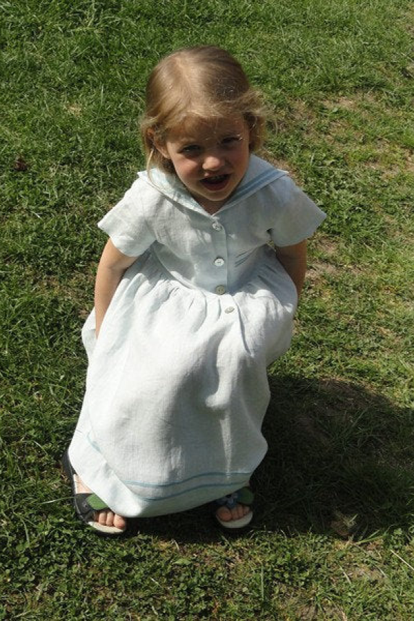 Linen Sailor Dress For Girls