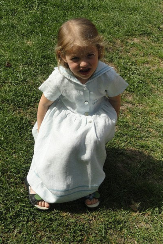 Linen Sailor Dress For Girls