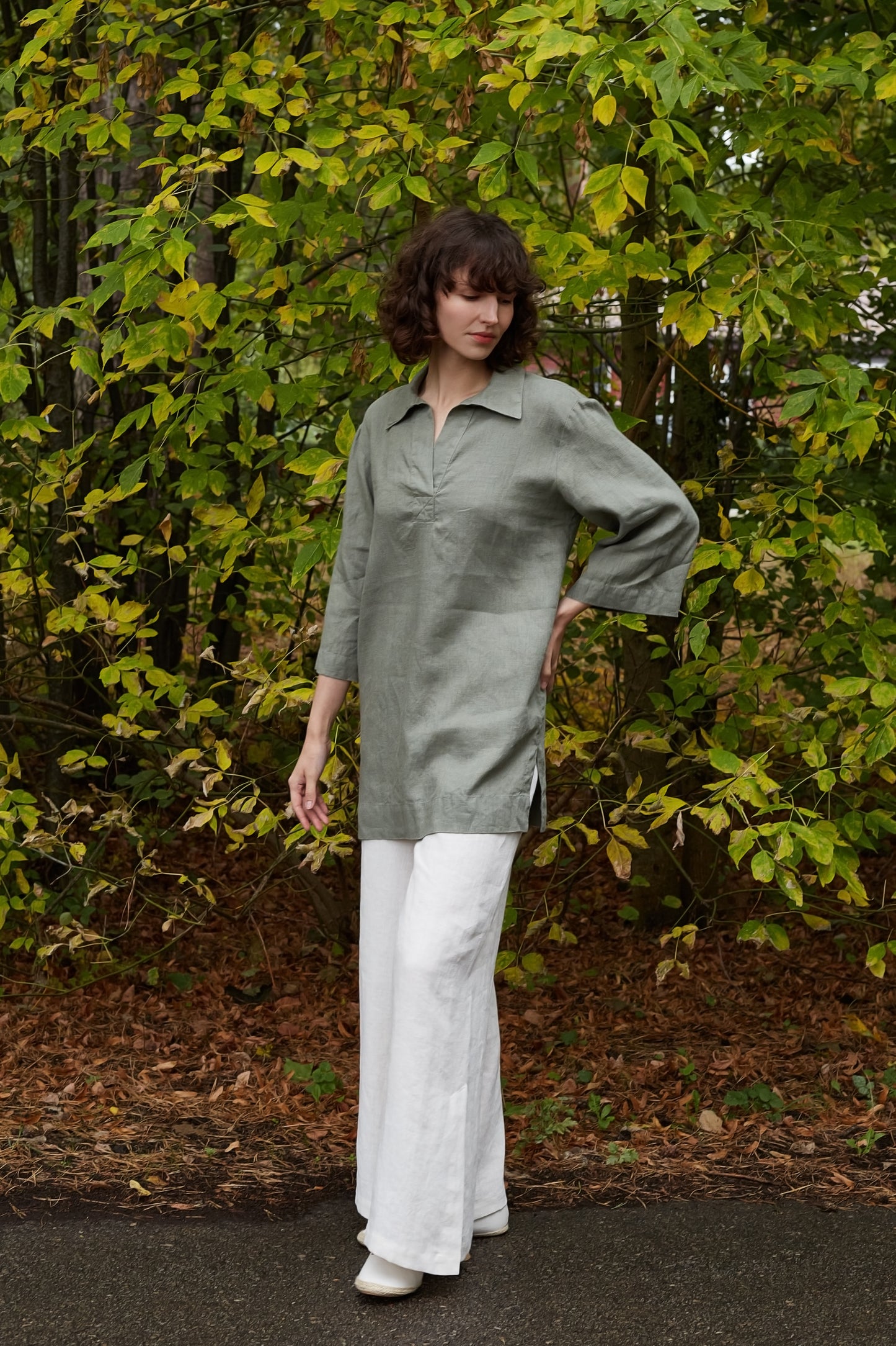 Relaxed Fit Linen Tunic Top BERTA