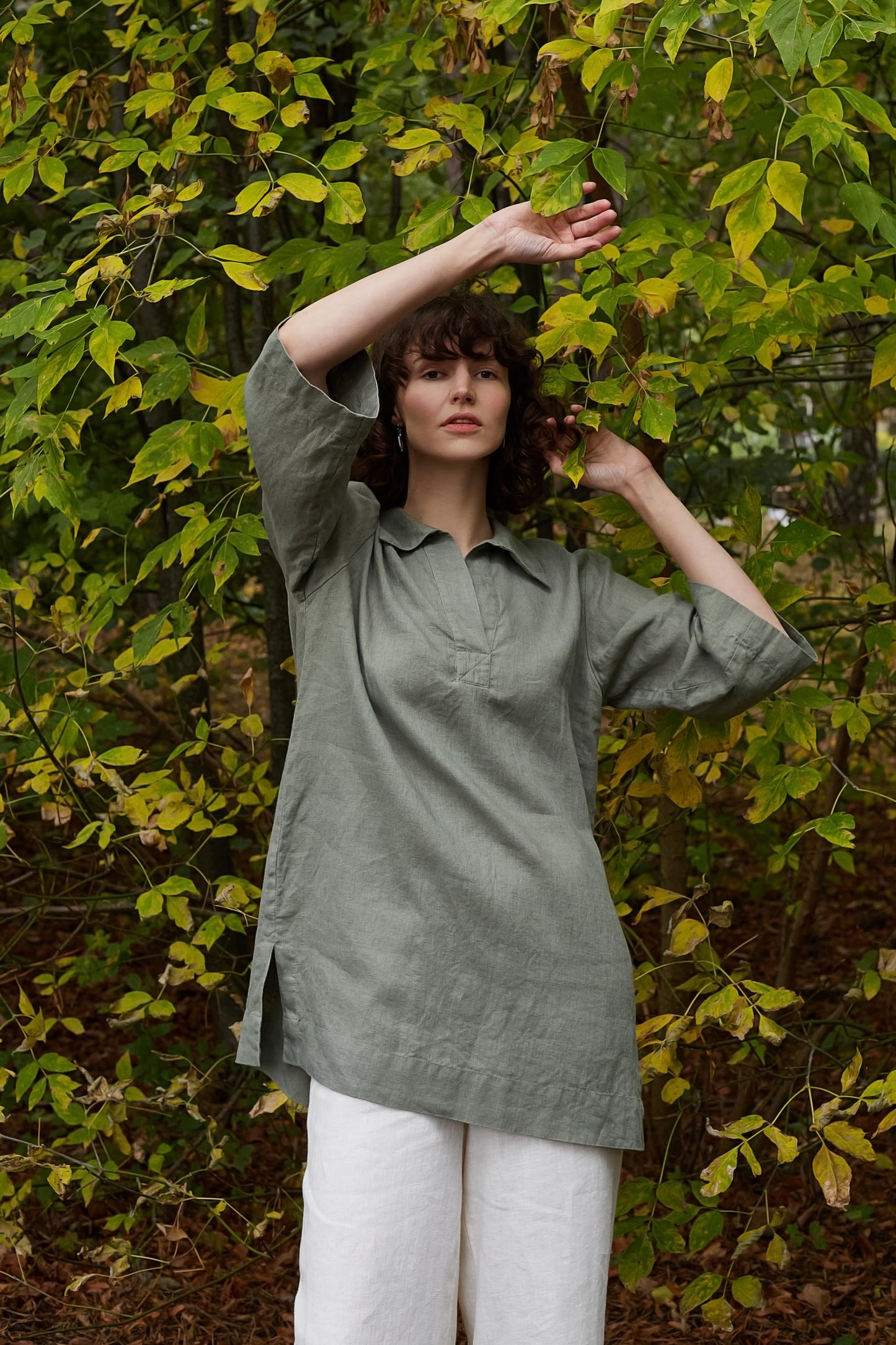 Relaxed Fit Linen Tunic Top BERTA