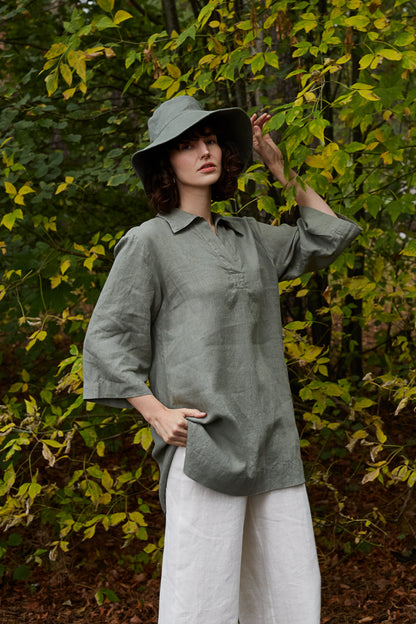 Relaxed Fit Linen Tunic Top BERTA