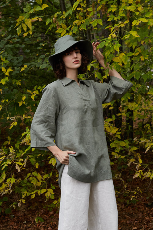 Relaxed Fit Linen Tunic Top BERTA