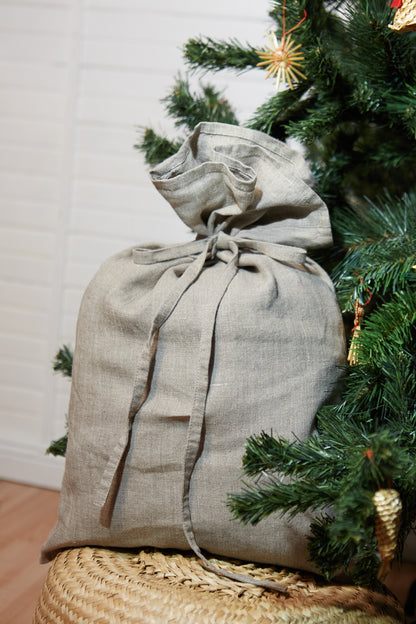 Linen Christmas Santa Gift Sack