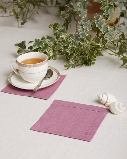 Linen Square Coasters Sets in Natural color