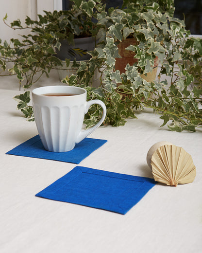 Linen Square Coasters Sets in Natural color