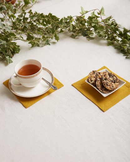 Linen Square Coasters Sets in Natural color