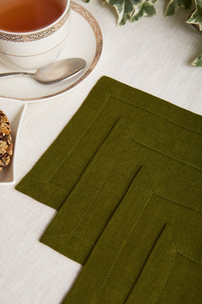 Linen Square Coasters Sets in Natural color