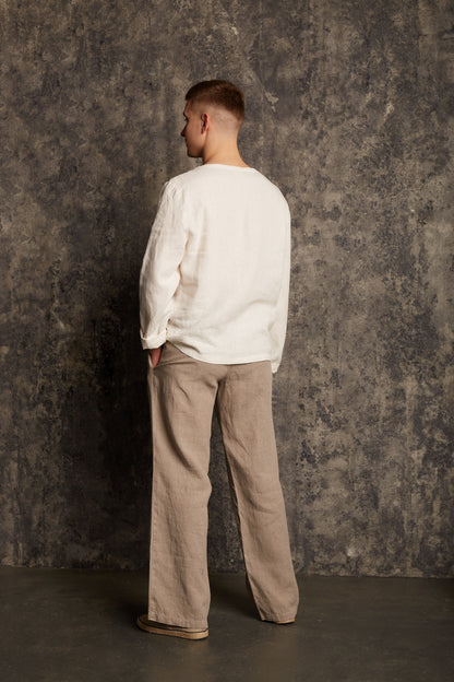 Men's Linen Top PETER with Long Sleeves