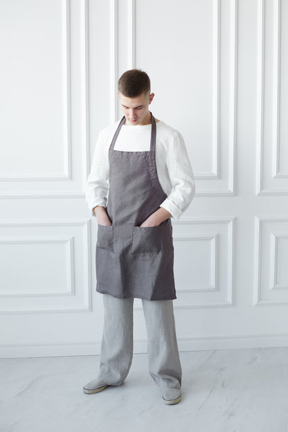 Linen Unisex Natural Apron with Adjustable Straps
