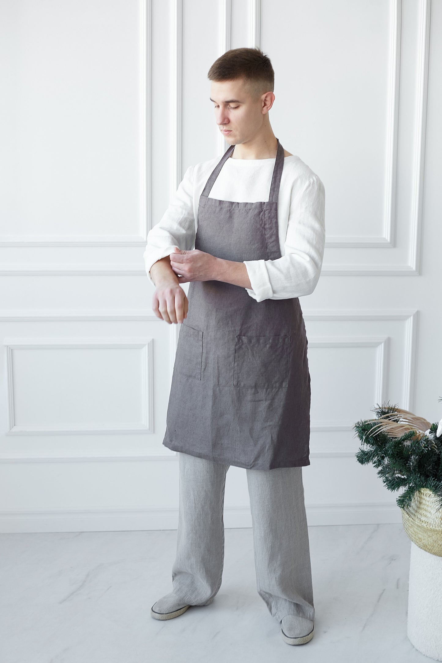 Linen Unisex Apron With Adjustable Straps