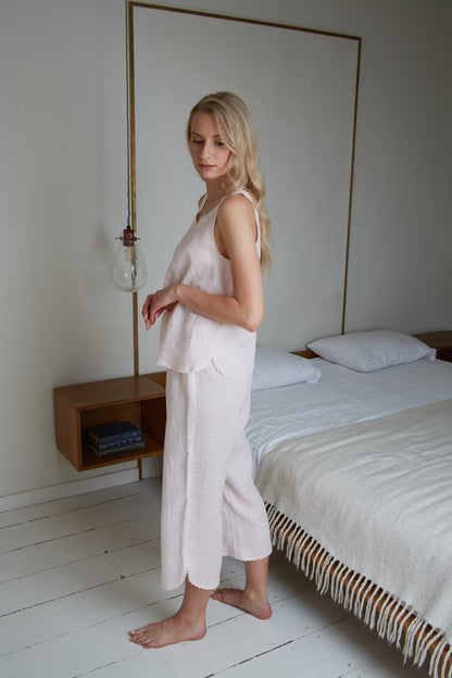 Linen Pajamas ROSIE LACE With Cropped Pants