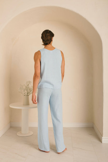 Men's Linen Pajama Pants  with Open Front Fly