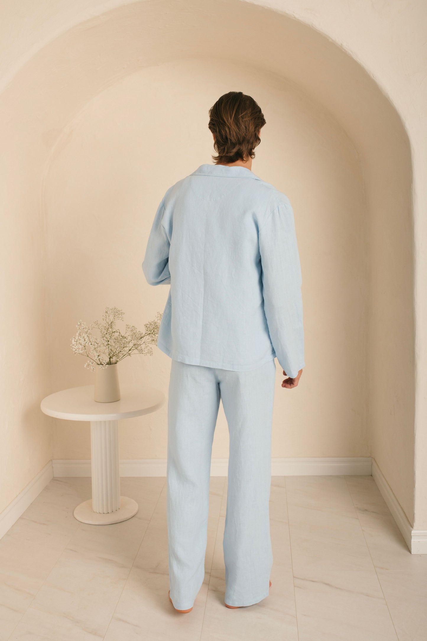 Personalised Linen Classic Pyjamas with Hand-Embroidered Monogram