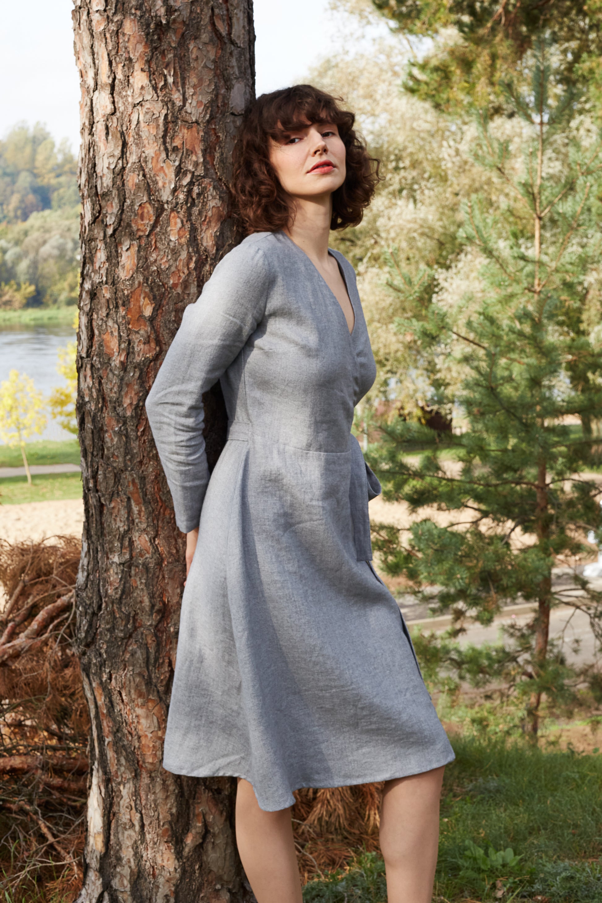 linen wrap dress long sleeve White Linen Wrap Dress, Long Sleeve Summer Maxi Dress Plus Size Napoli