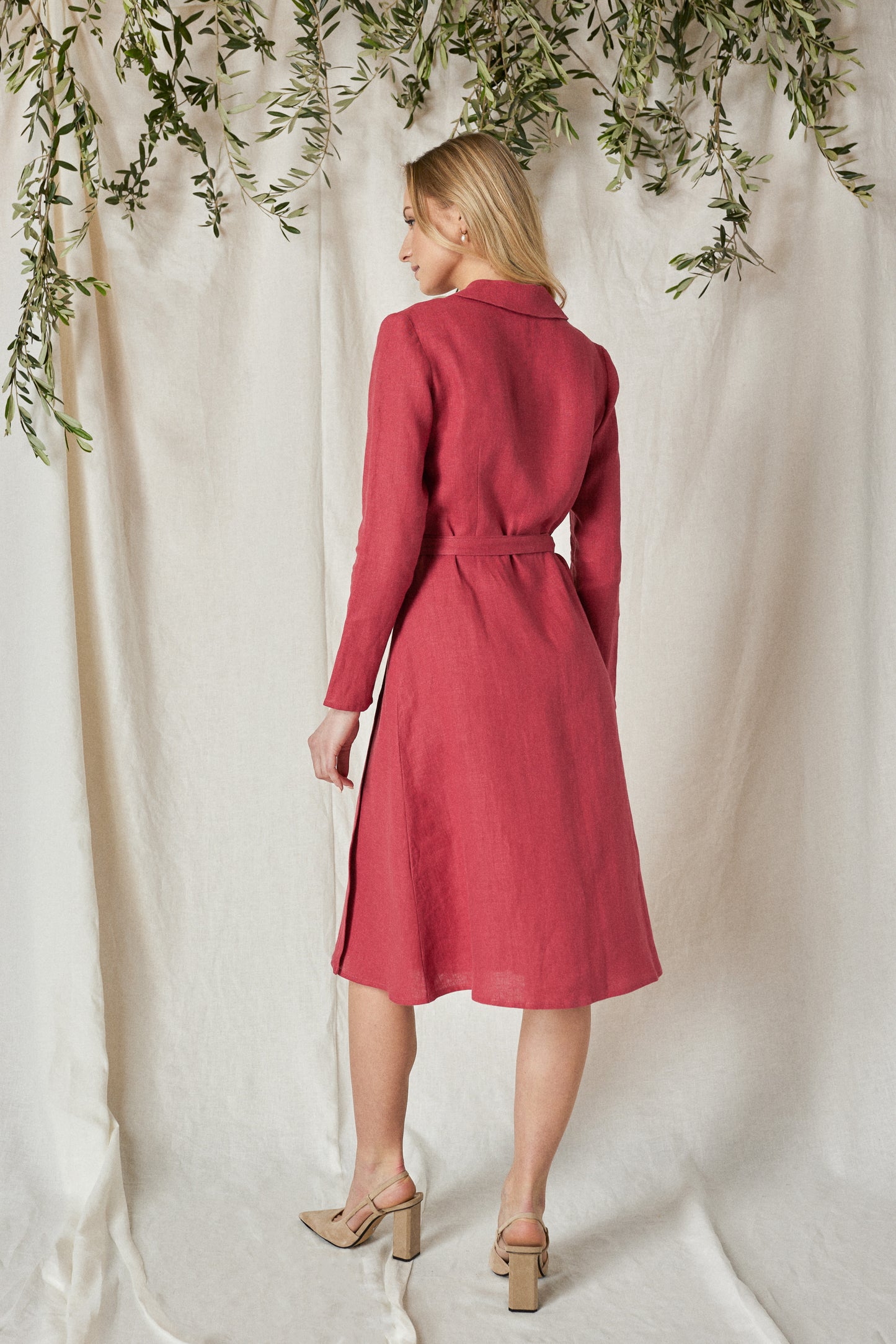 Linen Wrap Dress KEIRA With Collar Shortsleeved