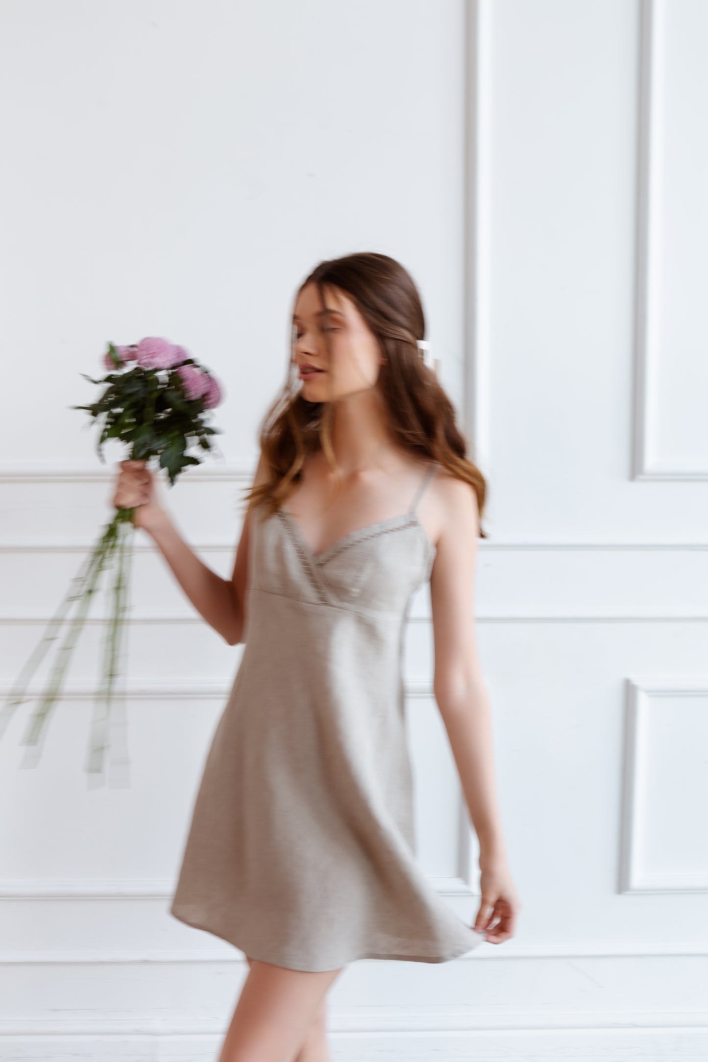 short night dress Linen Short Night Gown ANELE