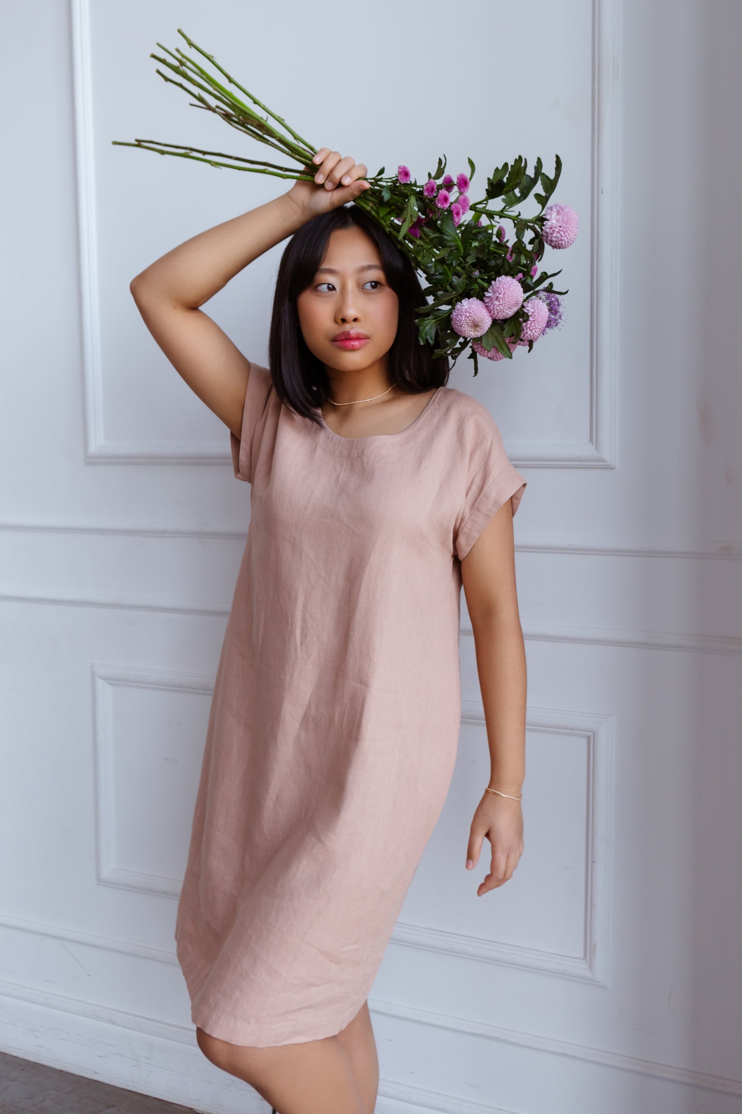 Linen Summer Dress ELIANA in Midi Length