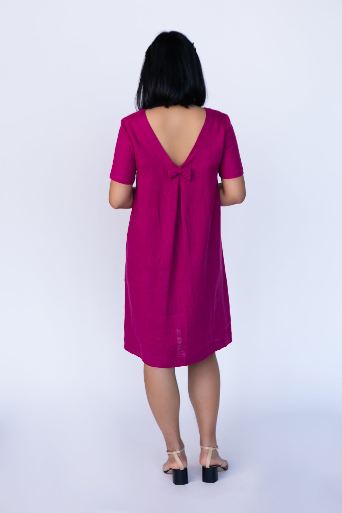 EVELINE Linen Dress with Bow