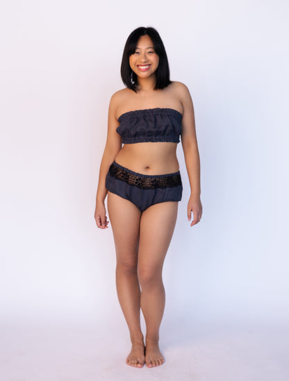 Linen Bandeau with Ruffles