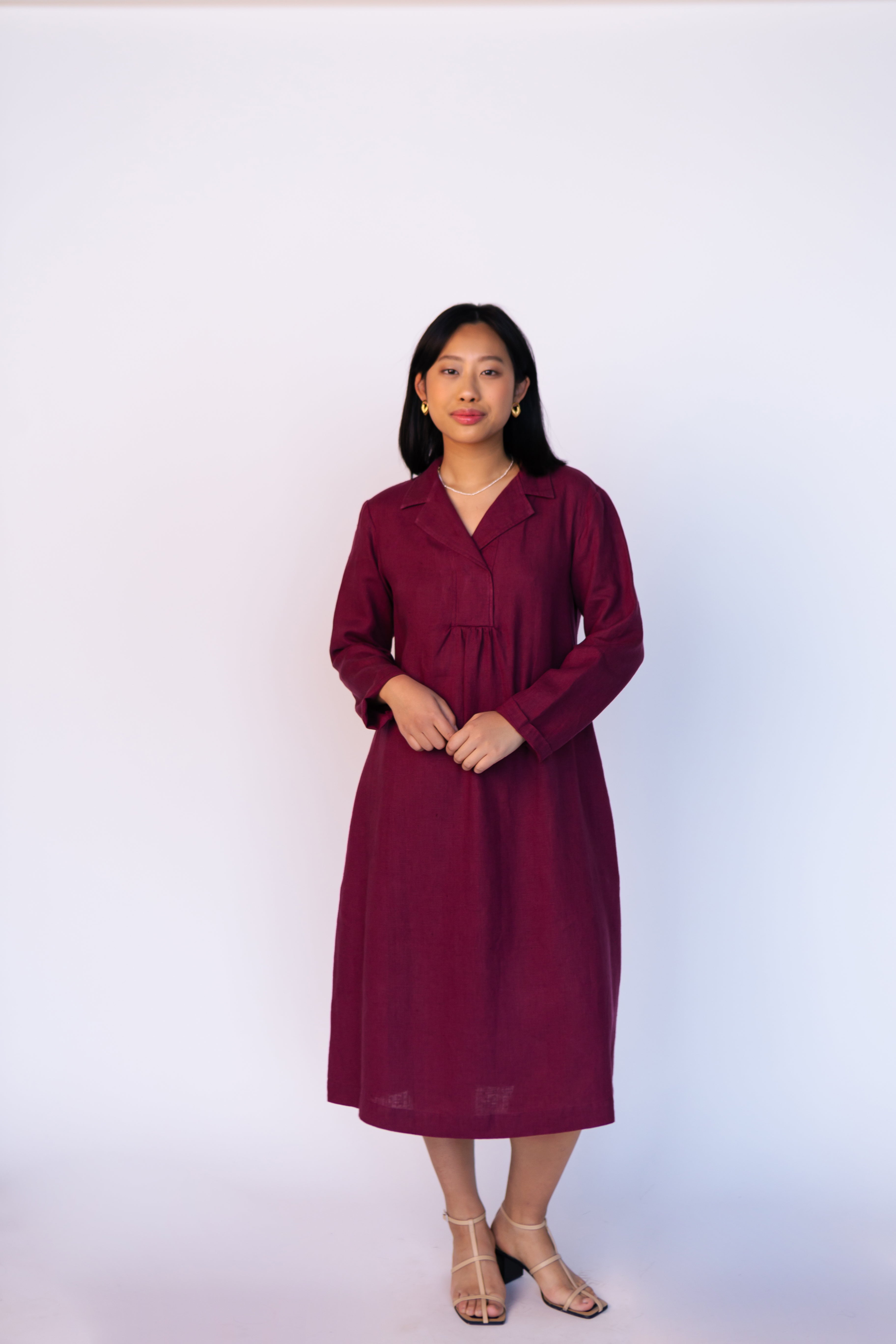 Linen Dress LAURA with Long Sleeves