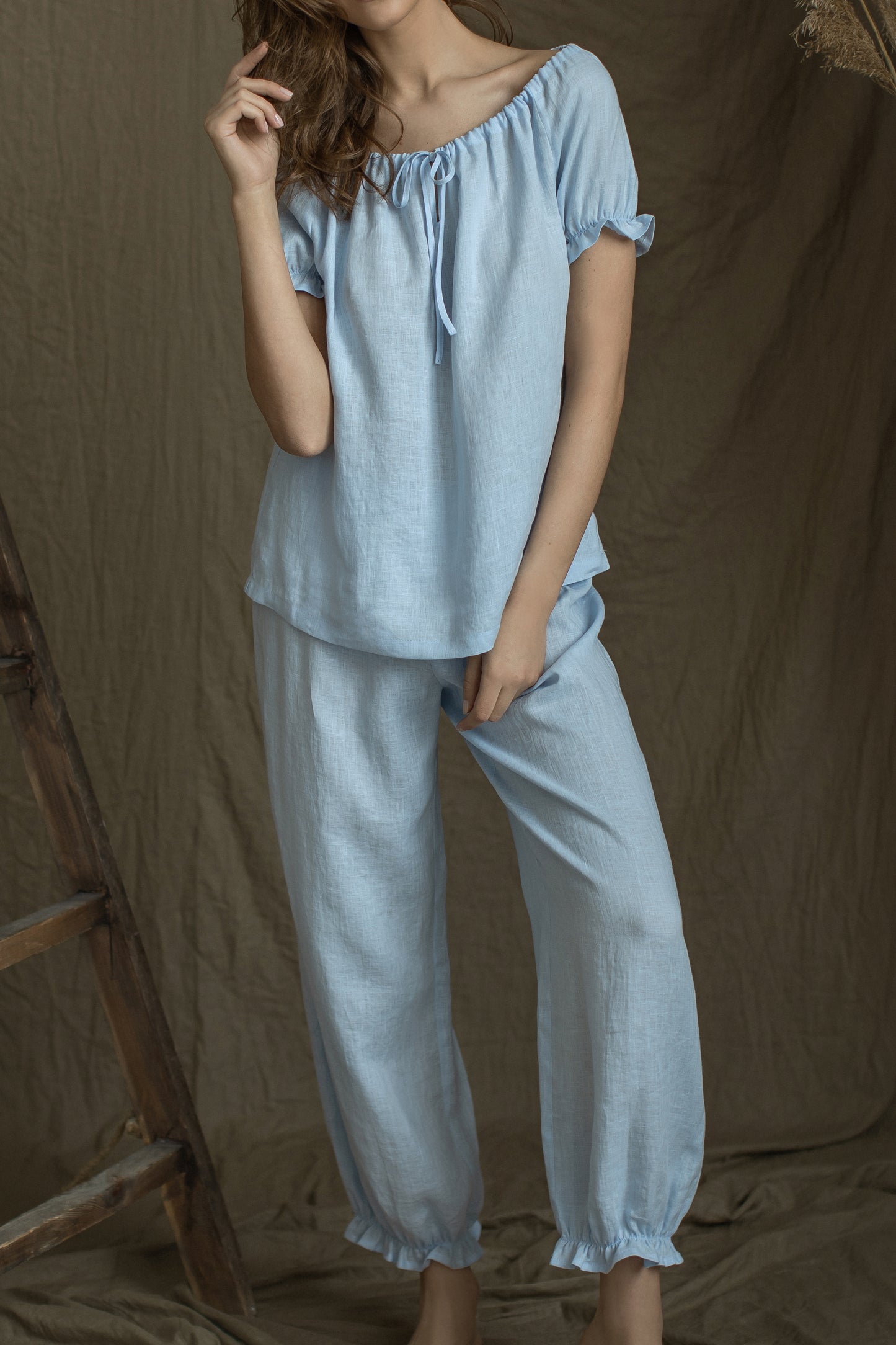 Women's Linen Bloomer Pants FLORA- Relaxed Loungewear