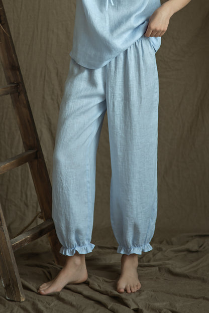 Women's Linen Bloomer Pants FLORA- Relaxed Loungewear