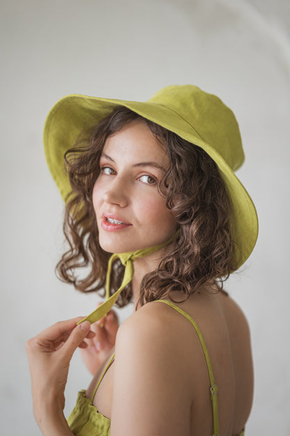 Linen Summer Hat with Wide Brims