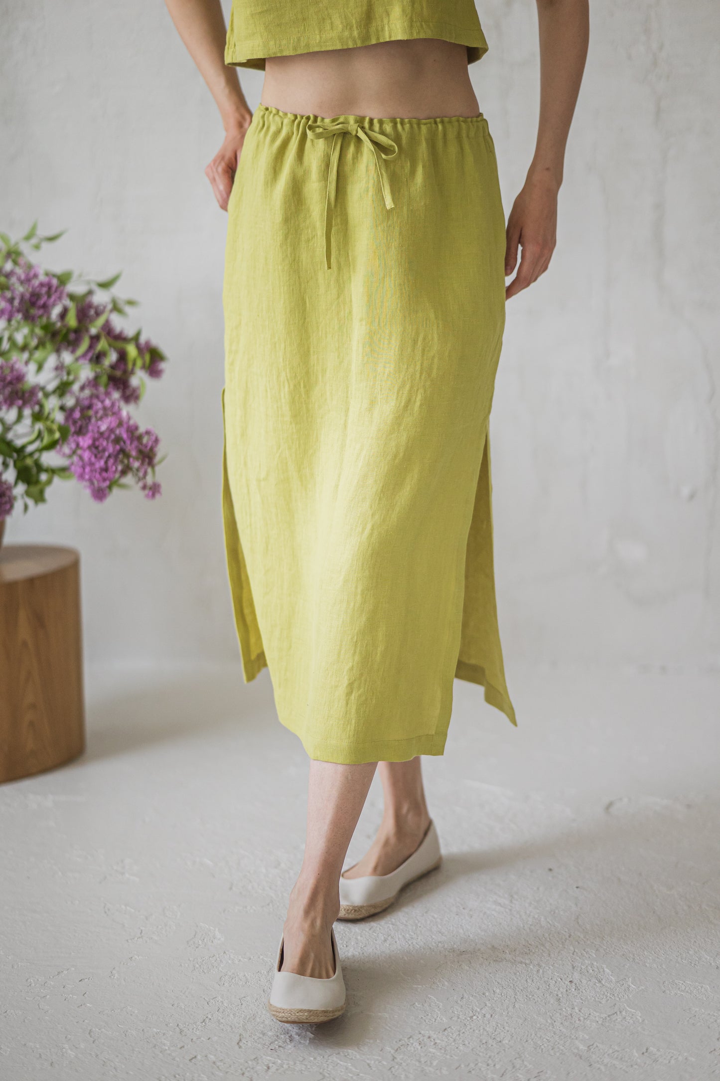 Linen Long Skirt NORA-2 With Side Slits