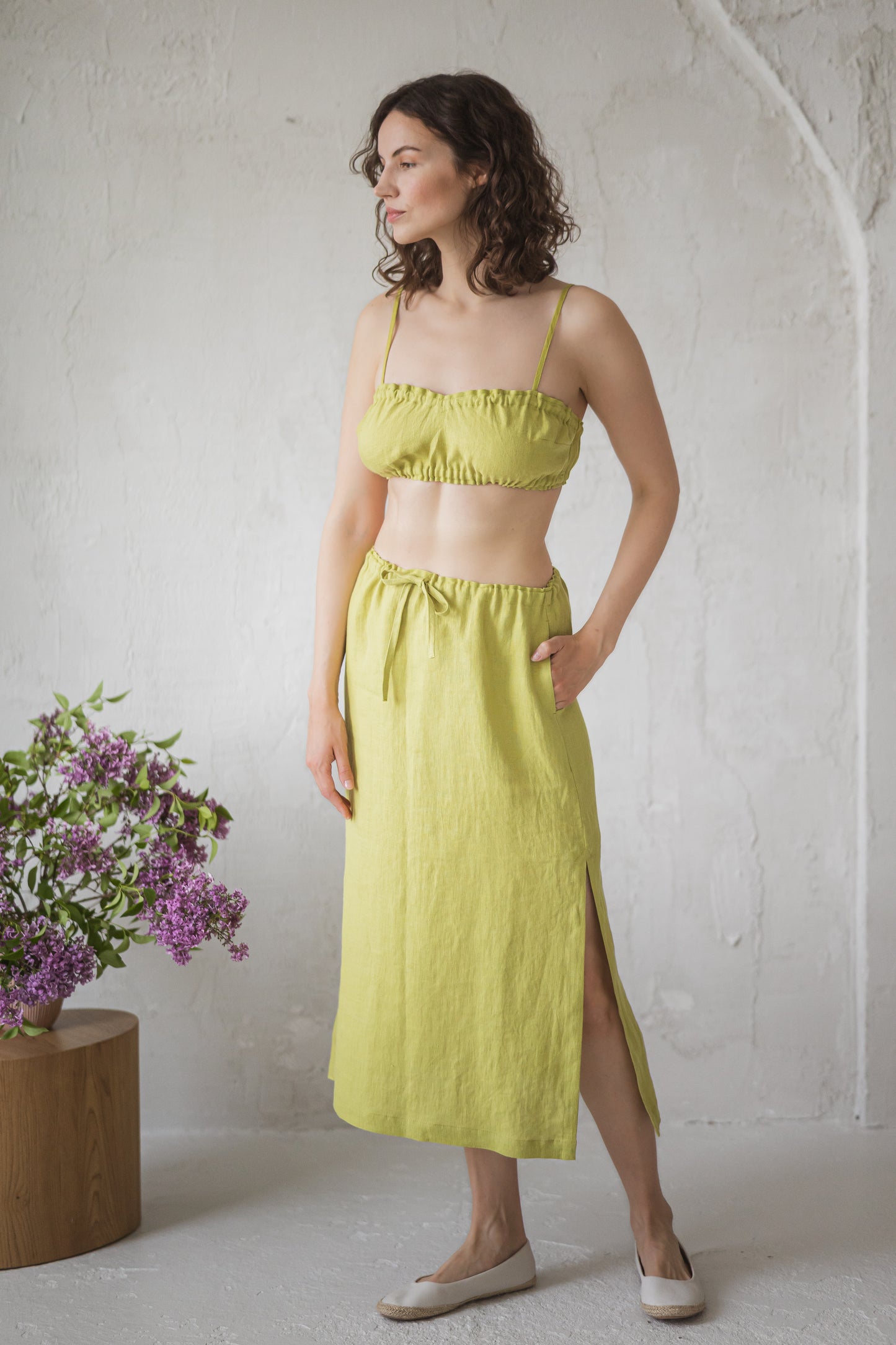 Linen Long Skirt NORA-2 With Side Slits