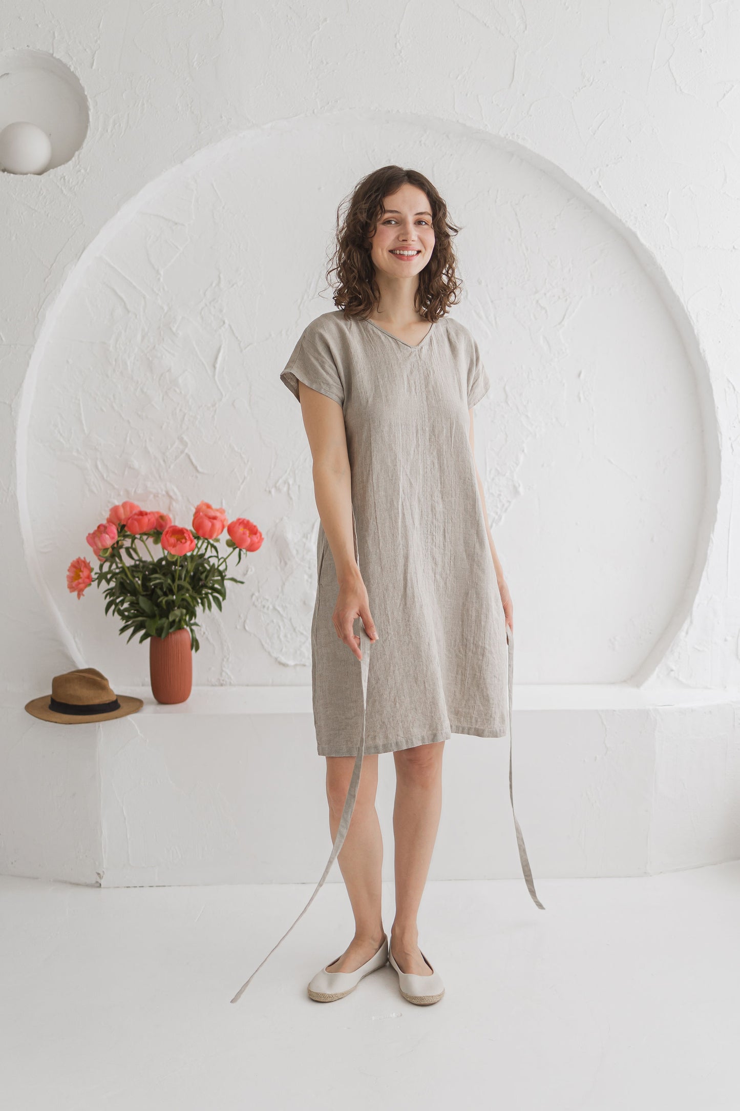 Linen WORK Dress Midi Length