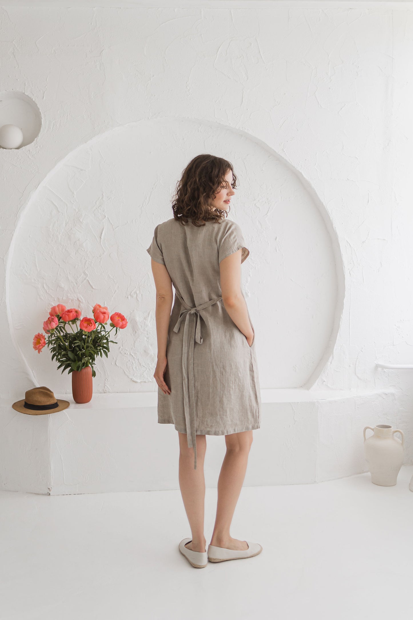Linen WORK Dress Midi Length