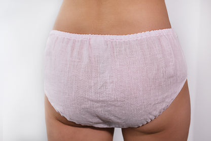 Linen Midi Pale Rose Full Brief Panties. Vintage Flax Knickers For Her