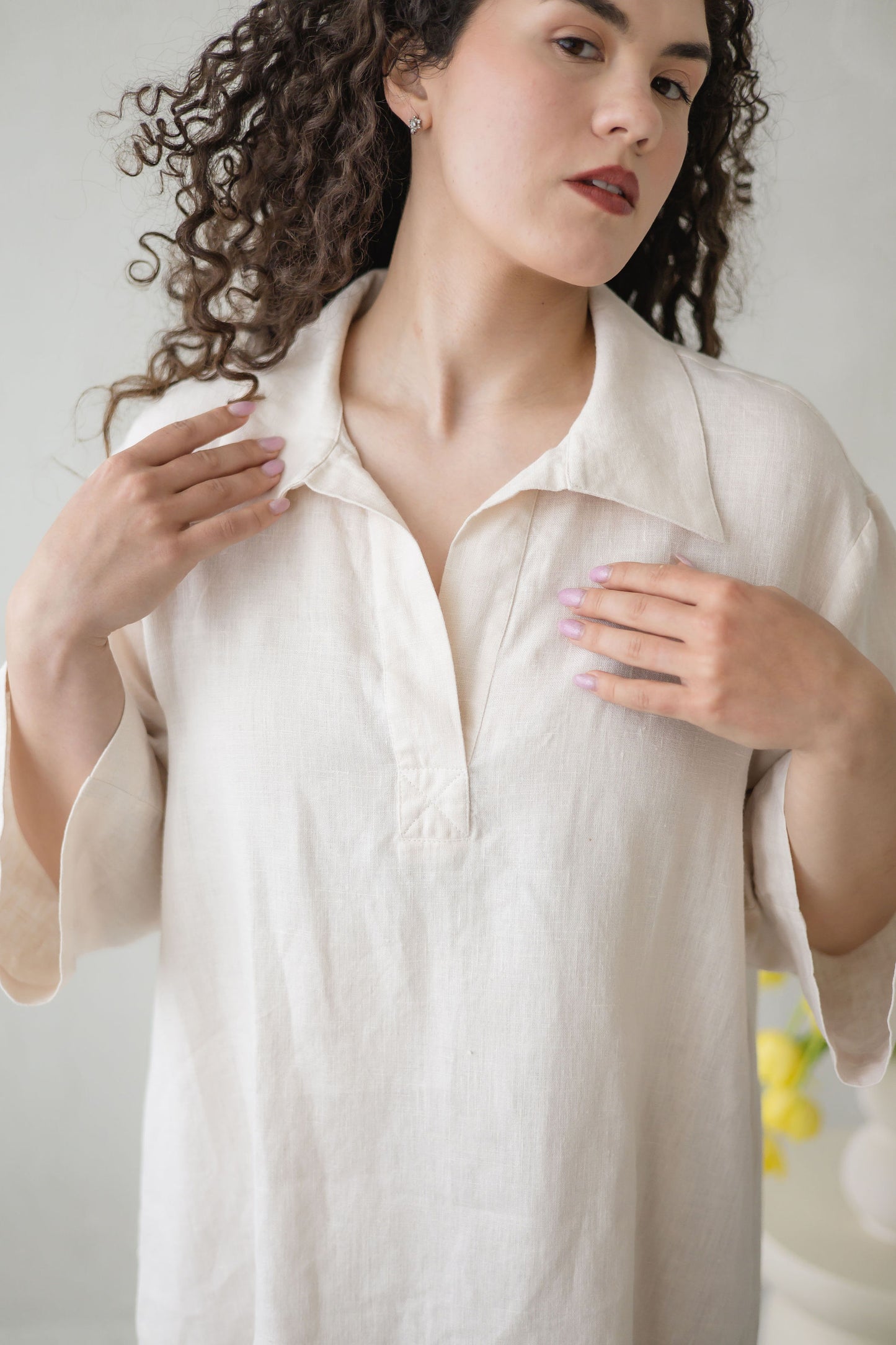 Relaxed Fit Linen Tunic Top BERTA