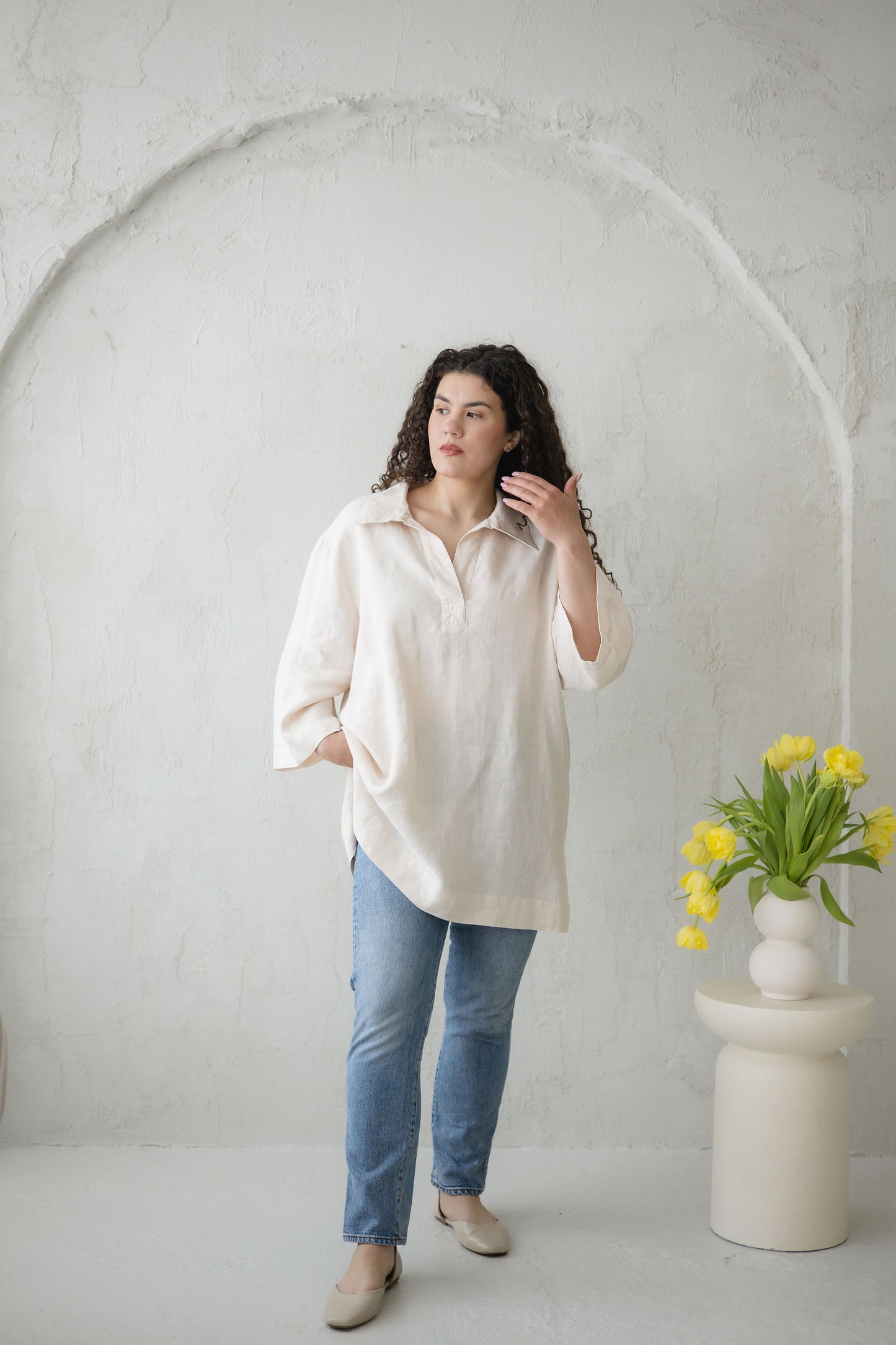 Relaxed Fit Linen Tunic Top BERTA