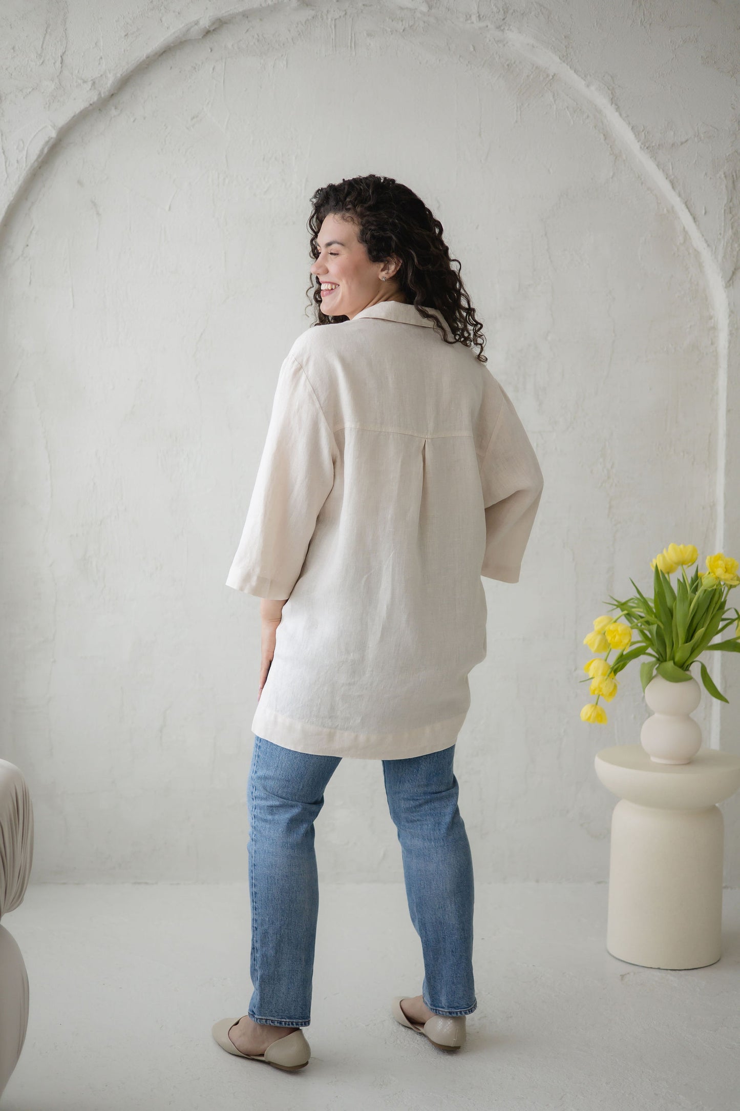 Relaxed Fit Linen Tunic Top BERTA
