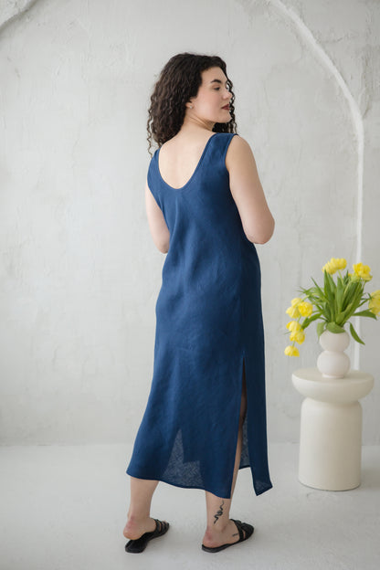 Linen Long Night Gown DEW