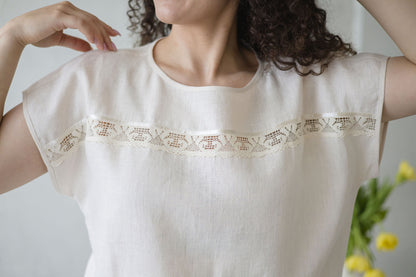 Luxury Linen Pajama Set with Lace CHARLOTTE– Breathable Womens Sleepwear & Loungewear