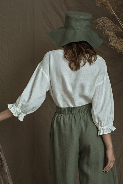 Sun Hat in Linen with Wide Brims